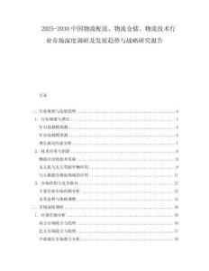 2025-2030中國物流配送、物流倉儲、物流技術行業市場深度調研及發展趨勢與戰略研究報告