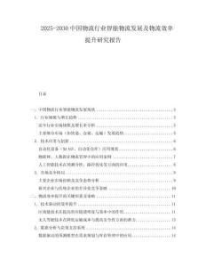 2025-2030中國物流行業智能物流發展及物流效率提升研究報告