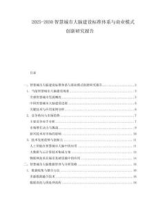 2025-2030智慧城市大腦建設標準體系與商業模式創新研究報告