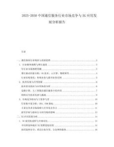 2025-2030中國通信服務行業市場競爭與5G應用發展分析報告