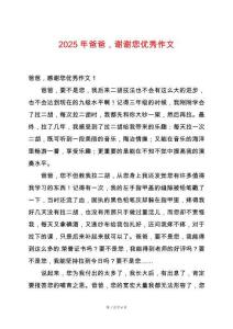 2025年爸爸，謝謝您優(yōu)秀作文