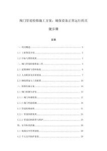 閥門管道檢修施工方案：確保設(shè)備正常運(yùn)行的關(guān)鍵步驟