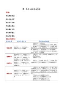 （统编2024版）道德与法治八年级上册第一单元 走进社会生活 大单元教学设计