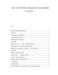 2025-2030智慧城市大腦建設標準與商業化落地模式分析報告