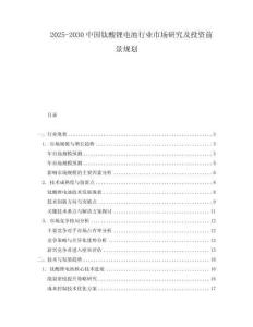 2025-2030中國鈦酸鋰電池行業(yè)市場研究及投資前景規(guī)劃