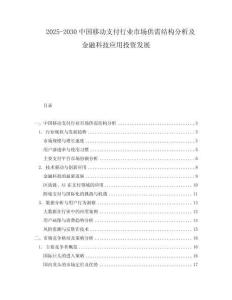 2025-2030中國移動支付行業(yè)市場供需結(jié)構(gòu)分析及金融科技應(yīng)用投資發(fā)展
