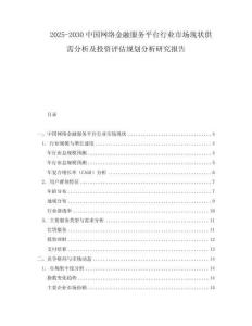 2025-2030中國網(wǎng)絡(luò)金融服務(wù)平臺行業(yè)市場現(xiàn)狀供需分析及投資評估規(guī)劃分析研究報告