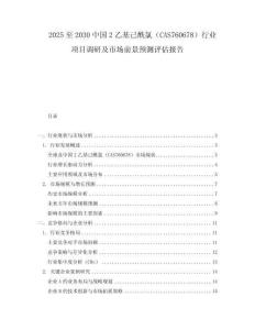 2025至2030中國2乙基己酰氯（CAS760678）行業(yè)項目調(diào)研及市場前景預(yù)測評估報告