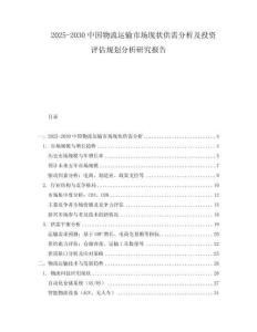 2025-2030中國物流運輸市場現狀供需分析及投資評估規劃分析研究報告