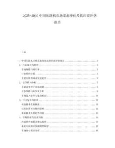 2025-2030中國壓路機市場需求變化及供應商評估報告