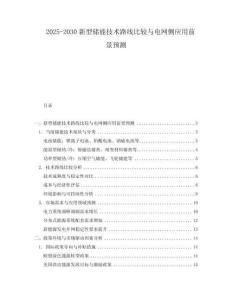 2025-2030新型儲能技術路線比較與電網側應用前景預測
