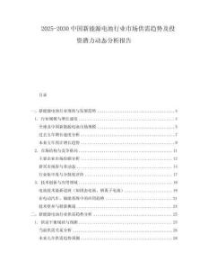 2025-2030中國新能源電池行業市場供需趨勢及投資潛力動態分析報告