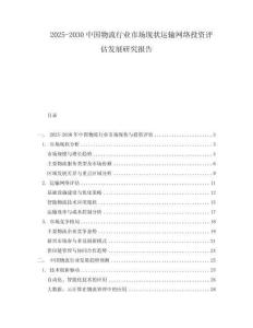 2025-2030中國(guó)物流行業(yè)市場(chǎng)現(xiàn)狀運(yùn)輸網(wǎng)絡(luò)投資評(píng)估發(fā)展研究報(bào)告