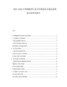 2025-2030中國(guó)物聯(lián)網(wǎng)行業(yè)應(yīng)用領(lǐng)域及市場(chǎng)拓展規(guī)劃分析研究報(bào)告