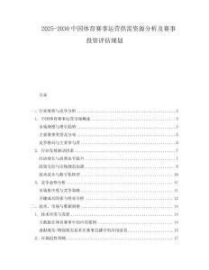 2025-2030中國體育賽事運營供需資源分析及賽事投資評估規劃
