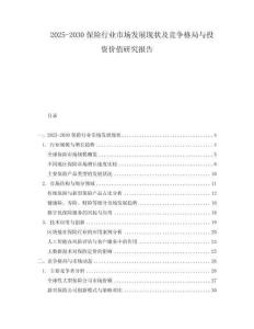 2025-2030保險行業市場發展現狀及競爭格局與投資價值研究報告