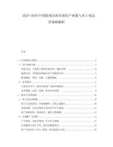 2025-2030中國游戲出海市場用戶畫像與本土化運營策略解析