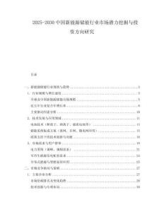 2025-2030中國新能源儲能行業(yè)市場潛力挖掘與投資方向研究