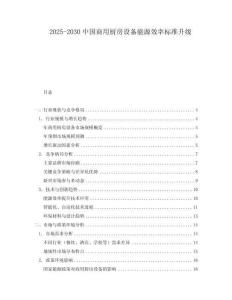 2025-2030中國(guó)商用廚房設(shè)備能源效率標(biāo)準(zhǔn)升級(jí)