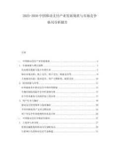 2025-2030中國移動支付產業發展現狀與市場競爭格局分析報告