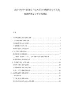 2025-2030中國通信和技術行業市場供需分析及投資評估規劃分析研究報告