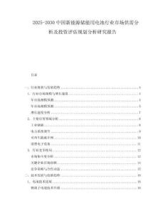 2025-2030中國新能源儲能用電池行業市場供需分析及投資評估規劃分析研究報告