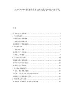 2025-2030中國光伏設備技術迭代與產能擴張研究