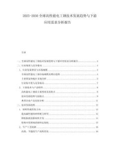 2025-2030全球高性能電工鋼技術(shù)發(fā)展趨勢與下游應(yīng)用需求分析報(bào)告
