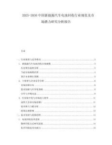 2025-2030中國新能源汽車電池回收行業規范及市場潛力研究分析報告