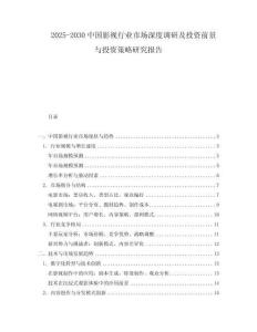2025-2030中國影視行業市場深度調研及投資前景與投資策略研究報告