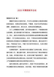 2025年舞蹈教學(xué)總結(jié)