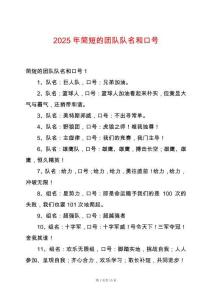 2025年簡短的團隊隊名和口號