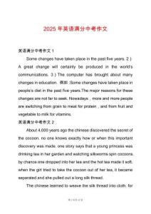 2025年英語滿分中考作文