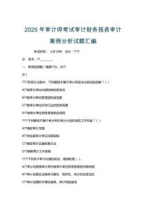 2025年審計(jì)師考試審計(jì)財(cái)務(wù)報(bào)表審計(jì)案例分析試題匯編