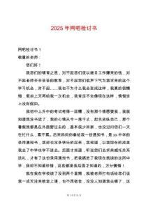 2025年網(wǎng)吧檢討書