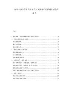 2025-2030中國(guó)鐵路工程機(jī)械維護(hù)市場(chǎng)與技改需求報(bào)告