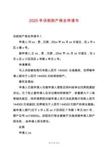 2025年訴前財(cái)產(chǎn)保全申請(qǐng)書