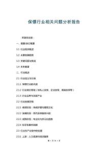 保鏢行業(yè)相關(guān)問題分析報告