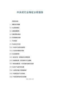 中關(guān)村行業(yè)特征分析報告