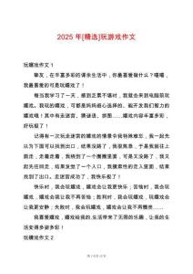 2025年[精選]玩游戲作文