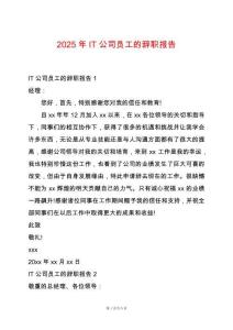 2025年IT公司員工的辭職報(bào)告