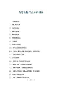 馬可金融行業(yè)分析報(bào)告
