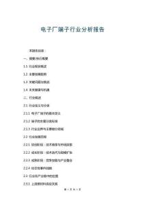 電子廠端子行業(yè)分析報(bào)告