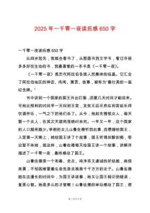 2025年一千零一夜讀后感650字