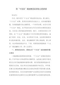 在“十五五”規(guī)劃意見征求會上的講話