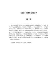 東安公司財(cái)務(wù)控制現(xiàn)狀