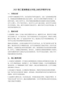 2025秋仁愛湘教版九年級上冊化學教學計劃