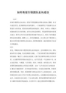如何有效引领团队走向成功