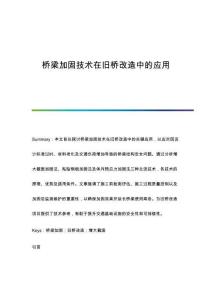 橋梁加固技術(shù)在舊橋改造中的應(yīng)用