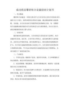 成功致富馨碧組合盆栽創(chuàng)業(yè)計(jì)劃書